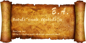Behácsek Abdiás névjegykártya